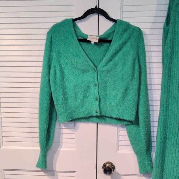 Freshman 1996 Green Knit Sweater Dress And Cardigan Set Size L - Picture 6 of 8